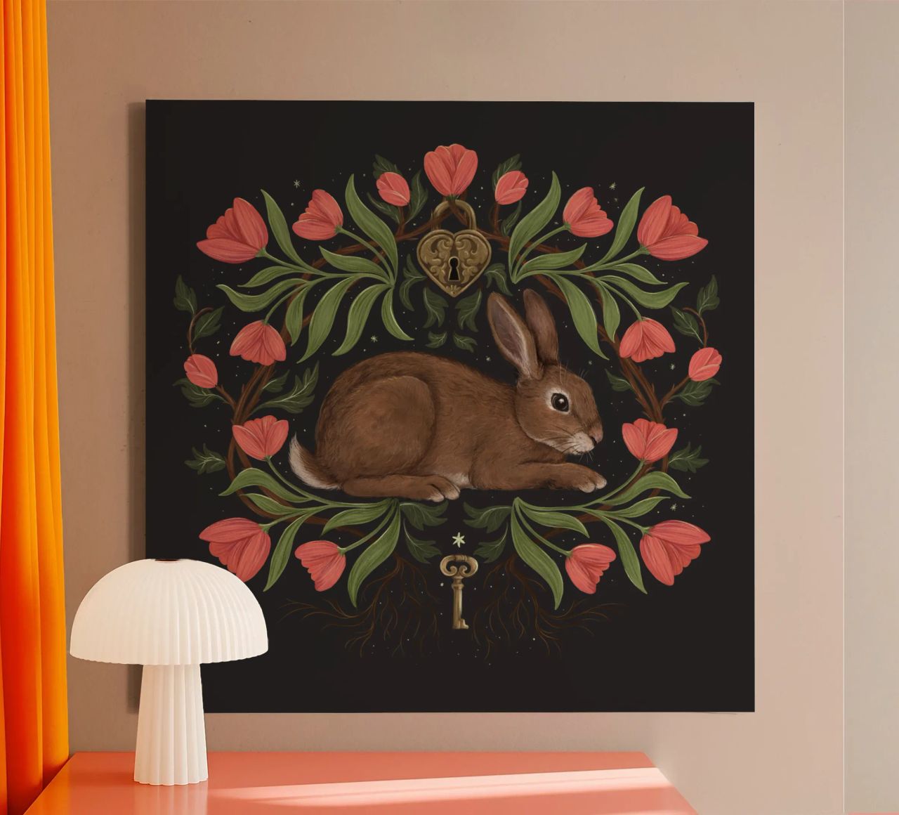 Rabbit In The Secret Garden canvas by Laura Graves