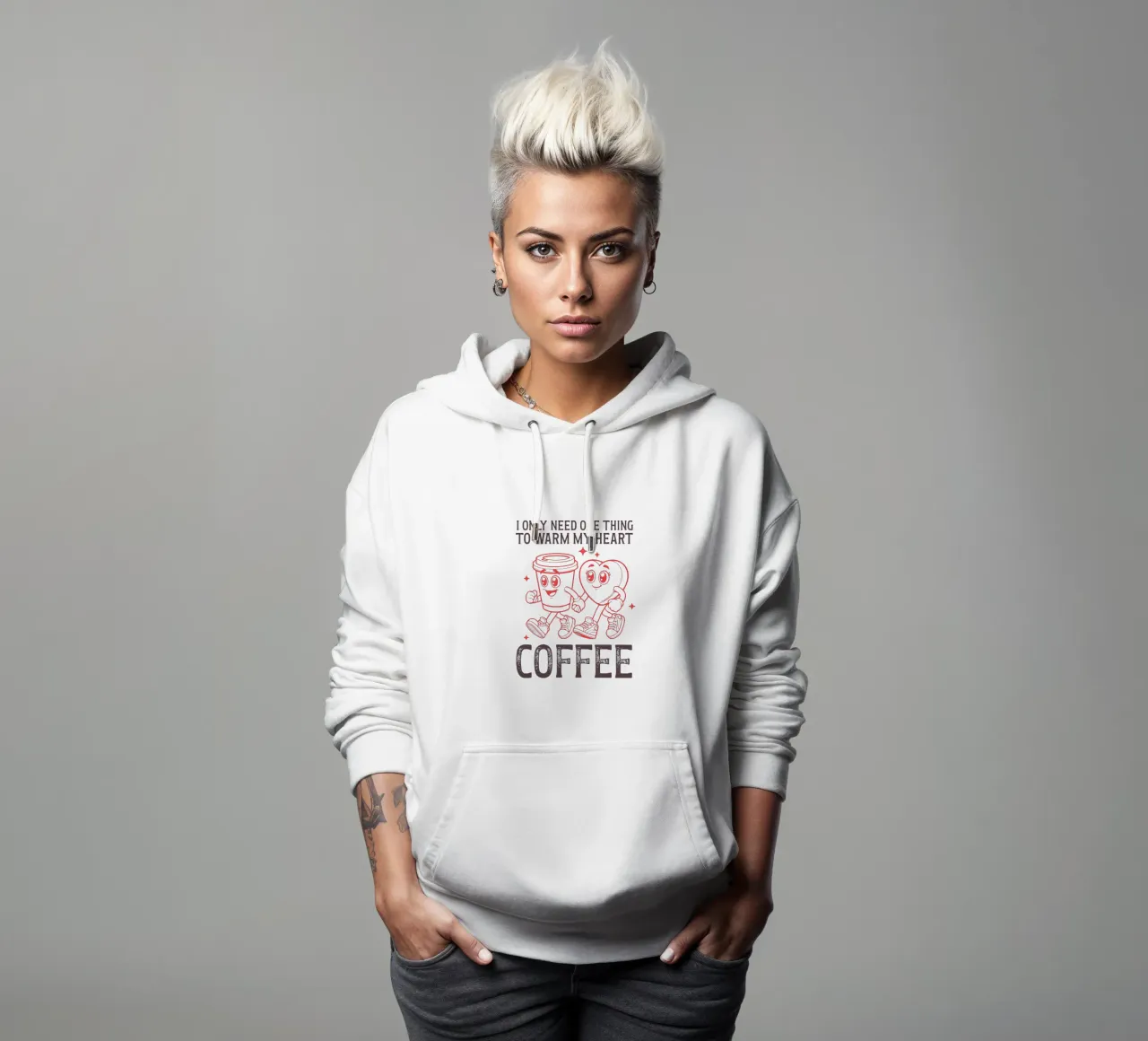 I only need one thing to warm my heart, coffee. felpa con cappuccio da edsonramosart