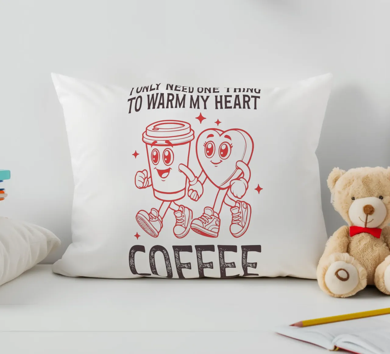 I only need one thing to warm my heart, coffee. cuscino da edsonramosart