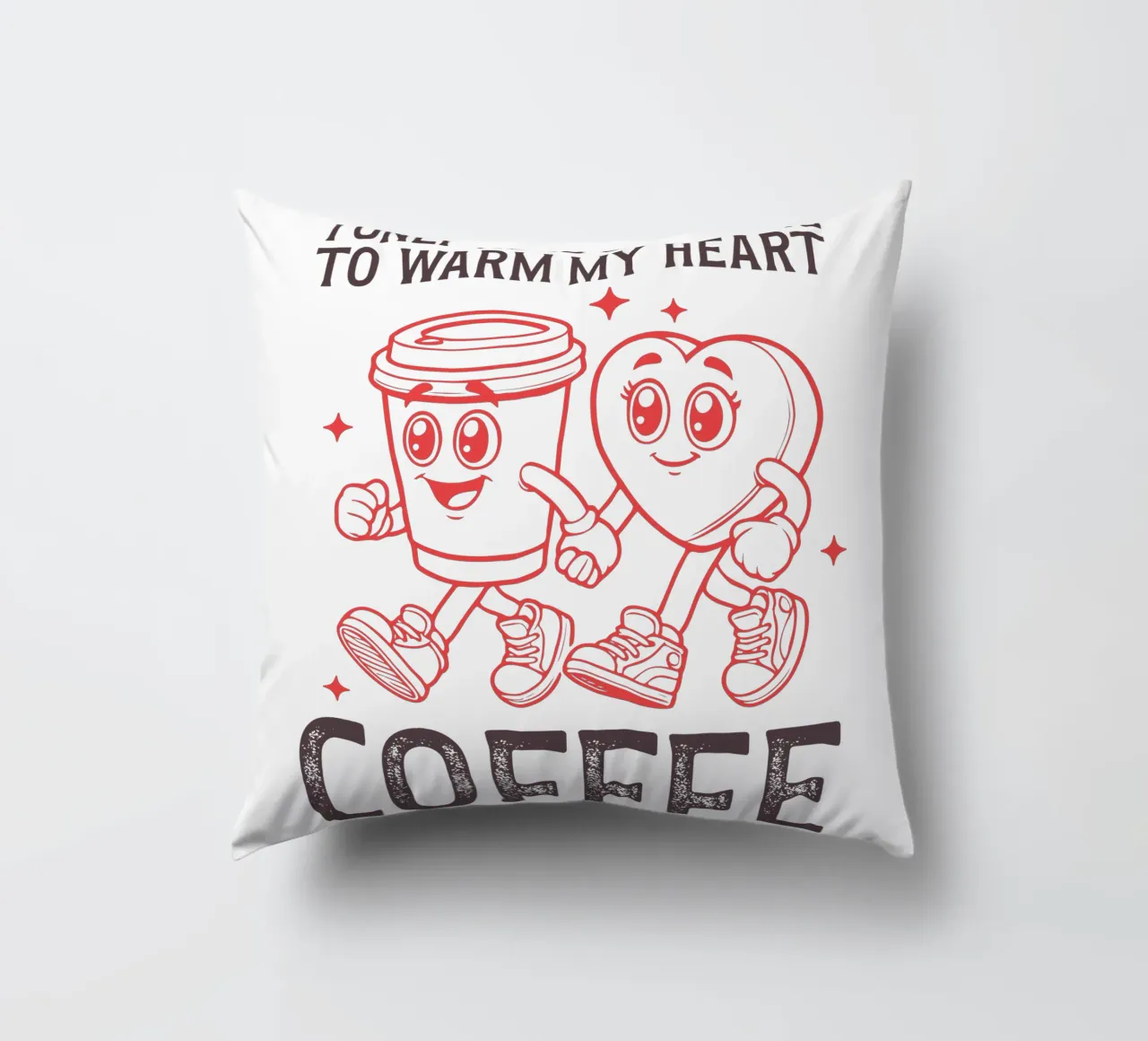 I only need one thing to warm my heart, coffee. cuscino da edsonramosart