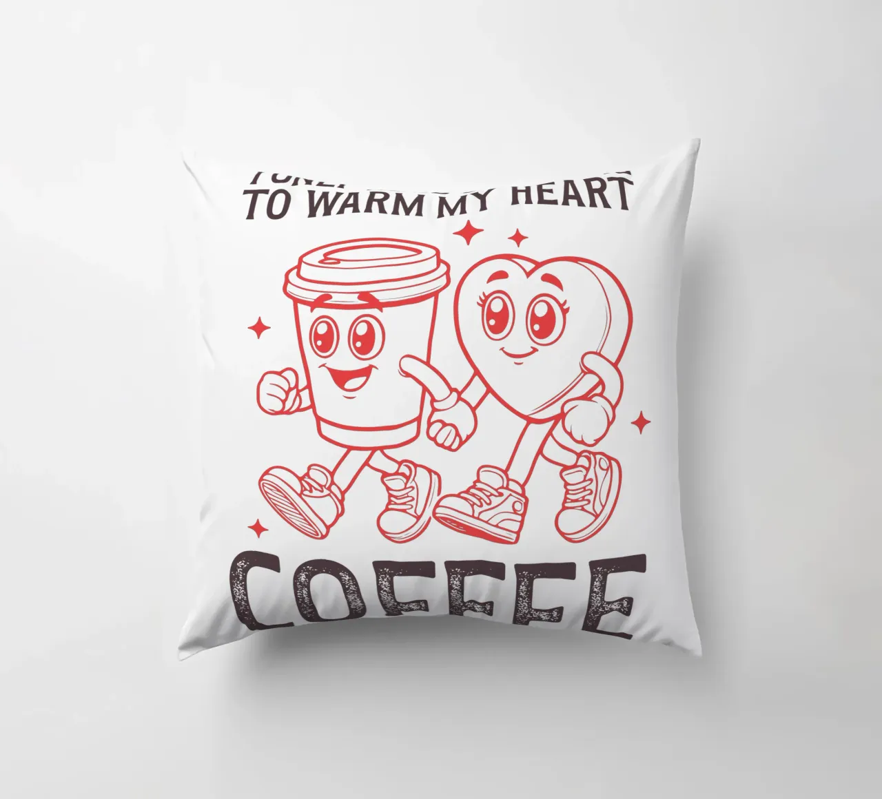 I only need one thing to warm my heart, coffee. cuscino da edsonramosart