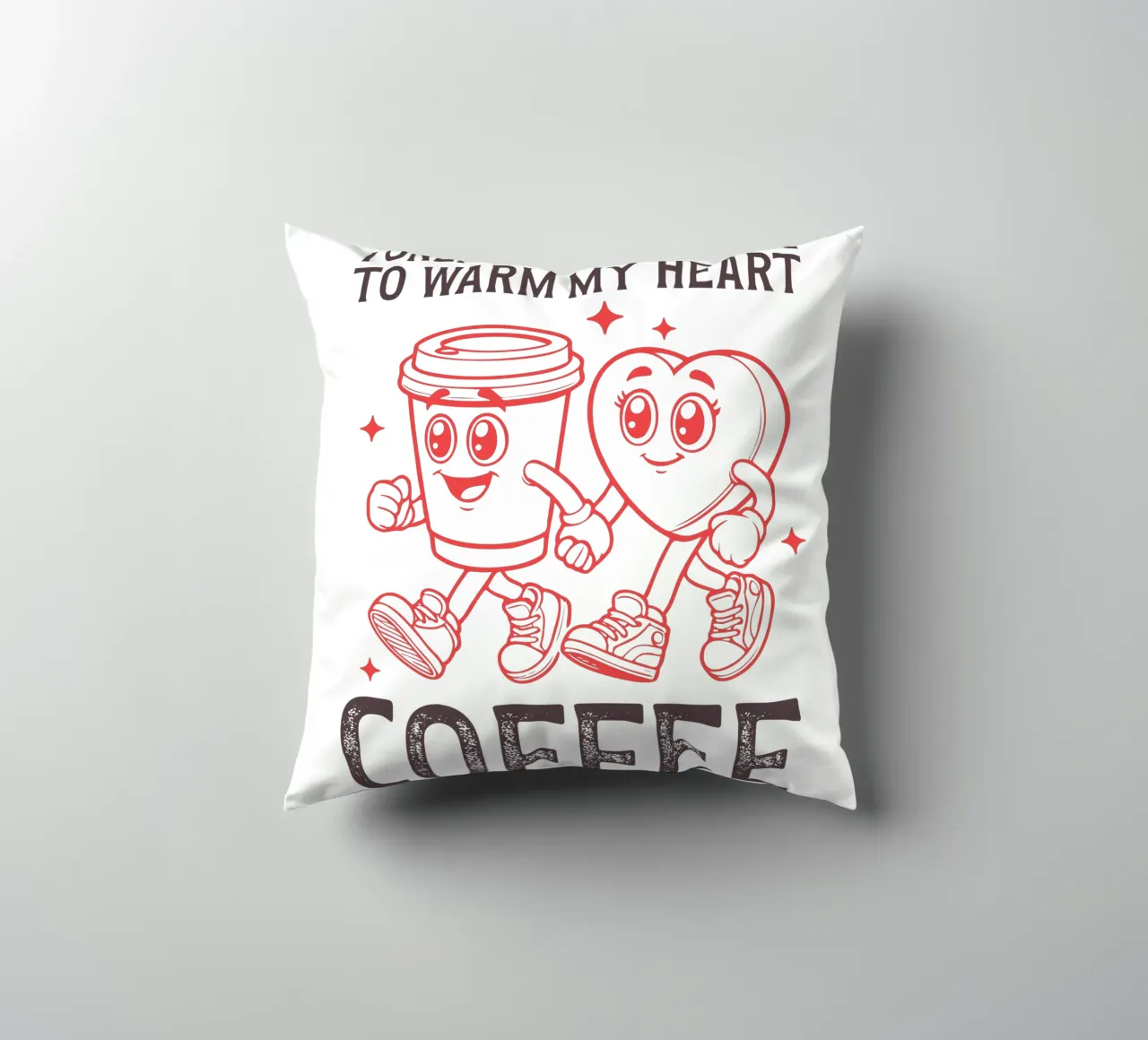 I only need one thing to warm my heart, coffee. cuscino da edsonramosart