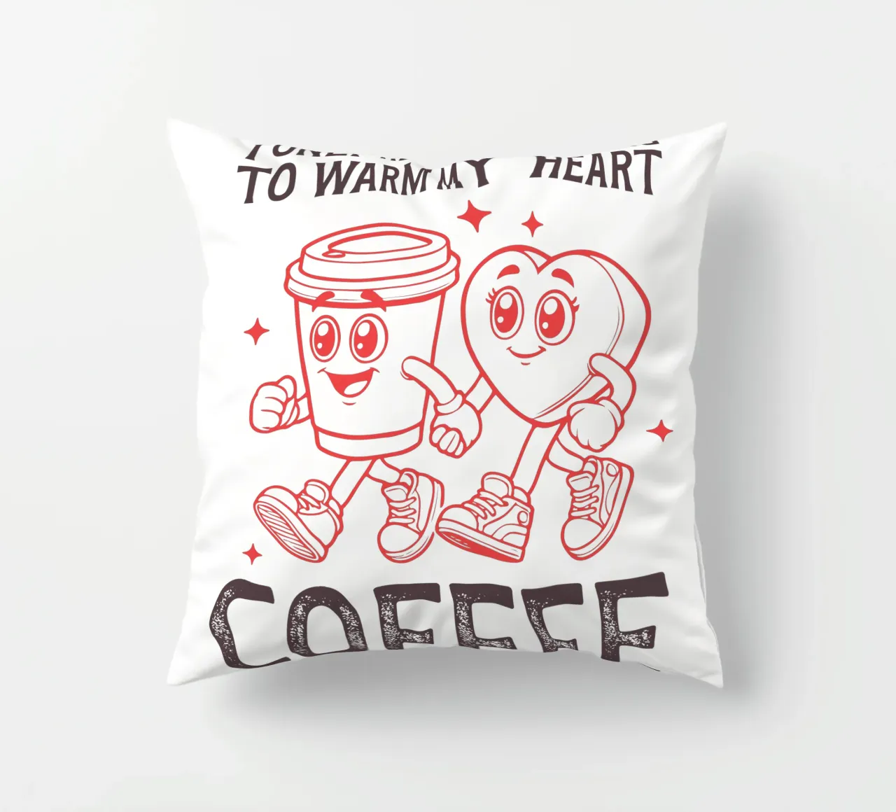 I only need one thing to warm my heart, coffee. cuscino da edsonramosart