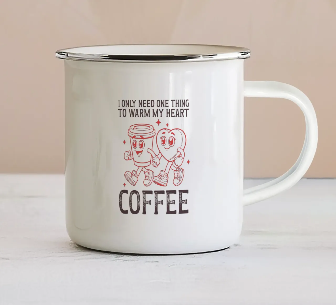 I only need one thing to warm my heart, coffee. emaille mok van edsonramosart