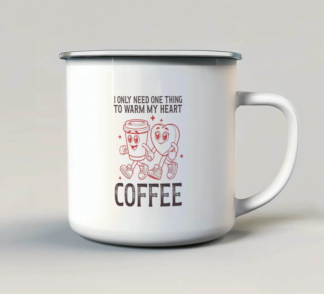 I only need one thing to warm my heart, coffee. emaille mok van edsonramosart