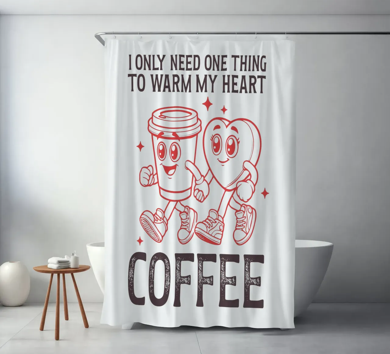 I only need one thing to warm my heart, coffee. tenda da doccia da edsonramosart