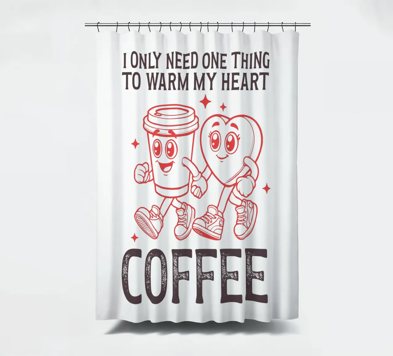 I only need one thing to warm my heart, coffee. tenda da doccia da edsonramosart