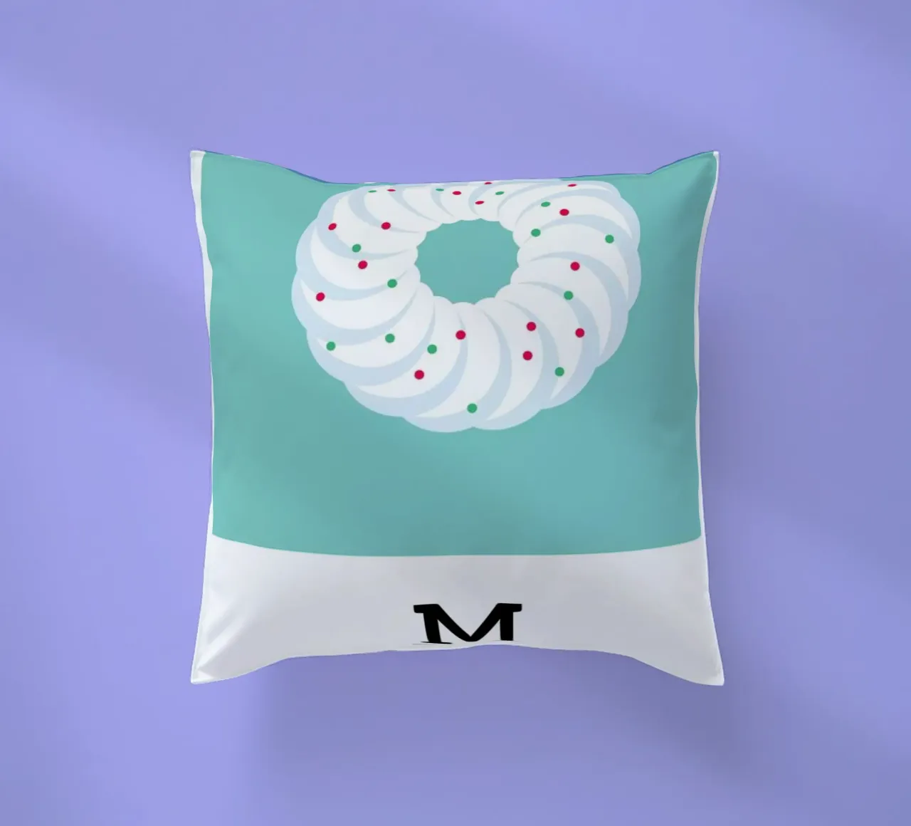 Food Alphabet Xmas Edition M decorative cushion by BLAEK Design Studio