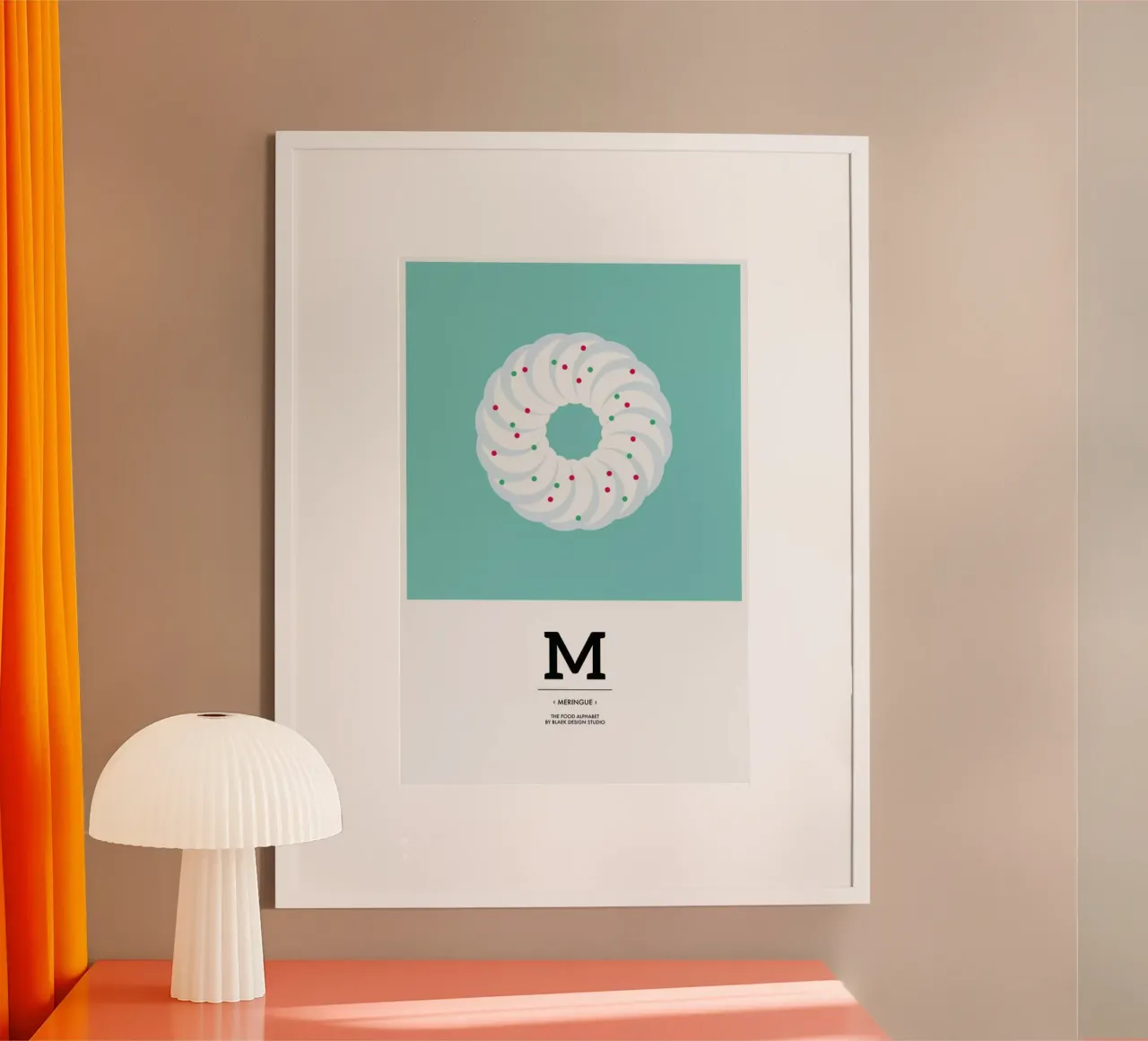 Food Alphabet Xmas Edition M poster con telaio in alluminio da BLAEK Design Studio
