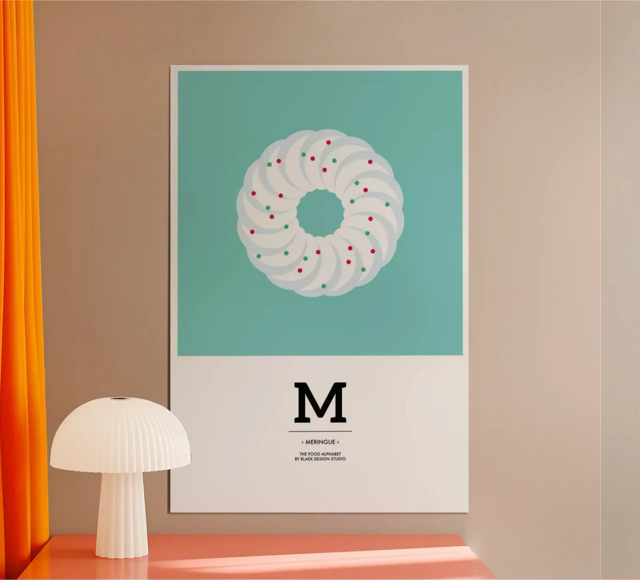Food Alphabet Xmas Edition M poster con telaio in alluminio da BLAEK Design Studio