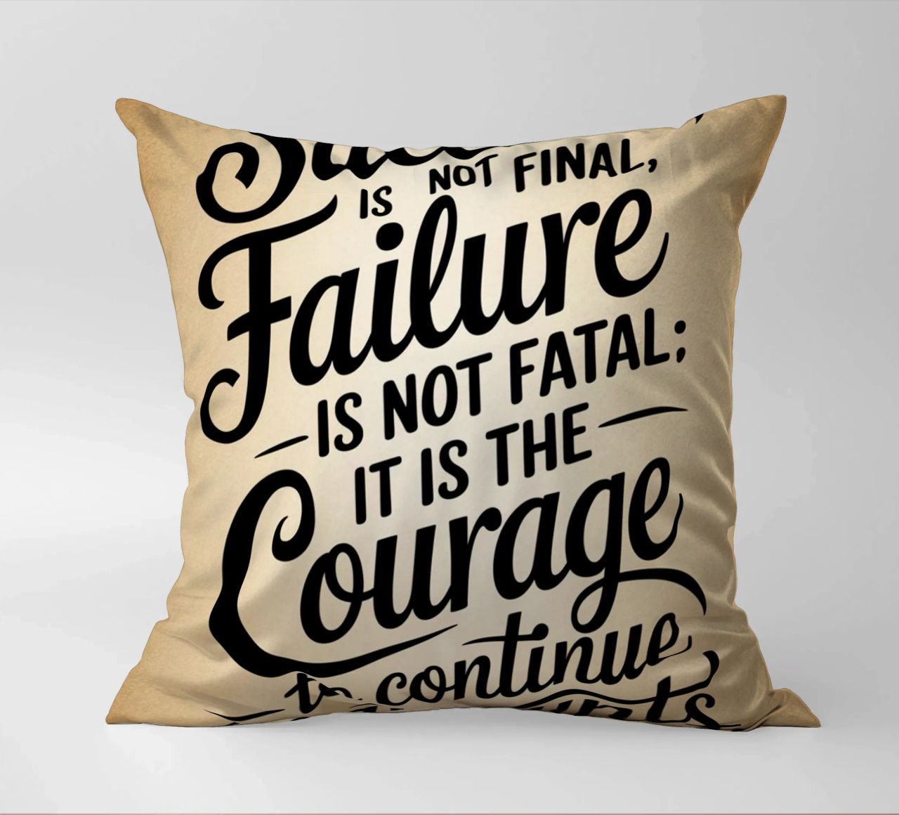 Success is not final, failure is not fatal: it is the courag decorative cushion by logic