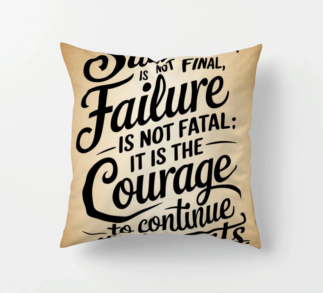 Success is not final, failure is not fatal: it is the courag decorative cushion by logic