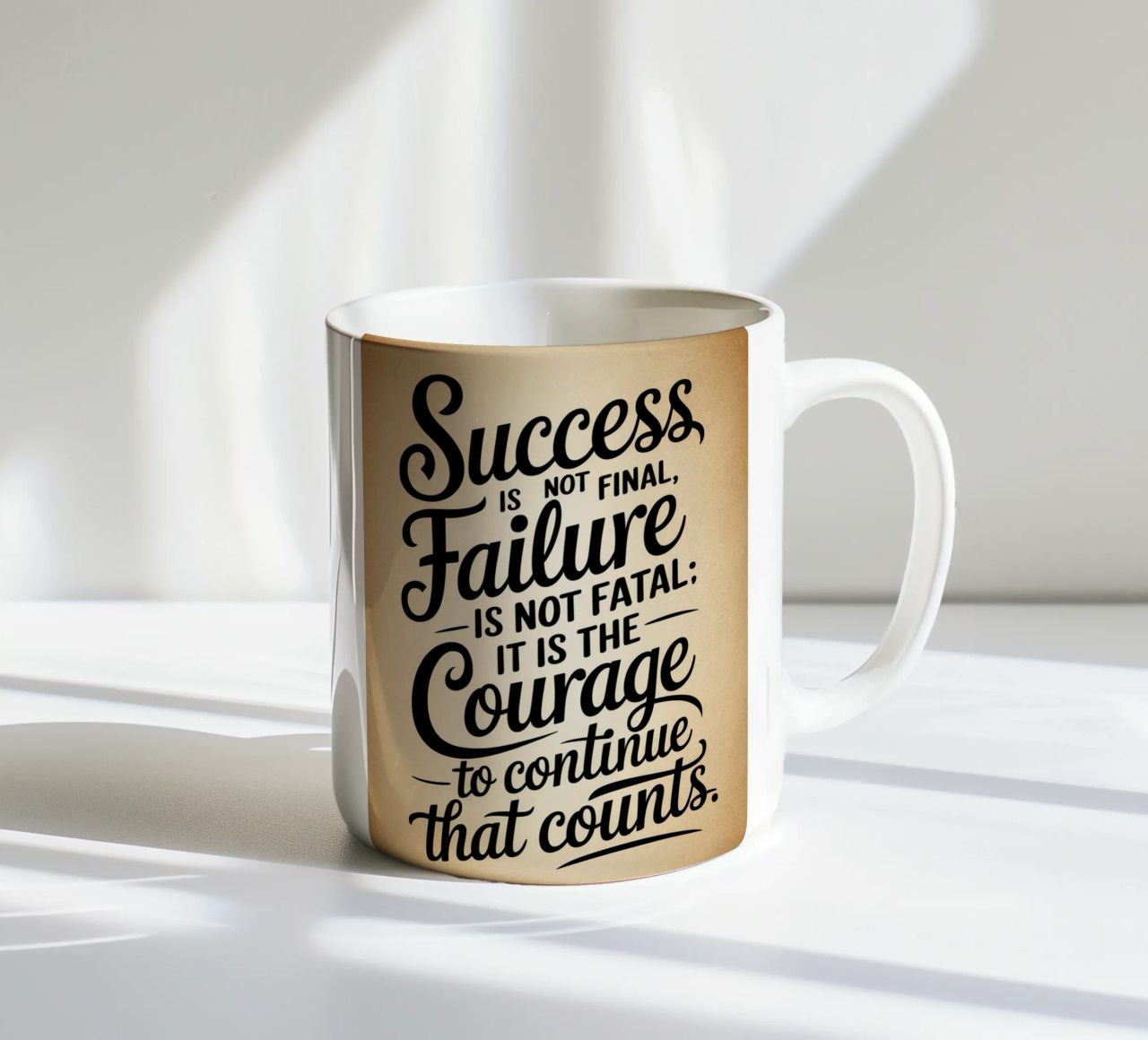 Success is not final, failure is not fatal: it is the courag ceramic mug by logic