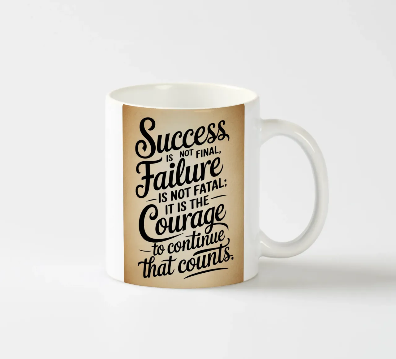 Le succès n'est pas définitif, l'échec n'est pas fatal : c'est le courage qui fait la différence. mug en céramique de logic
