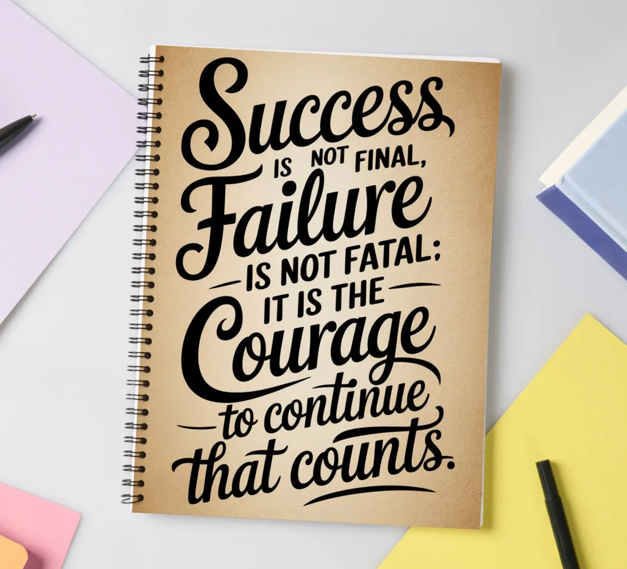 Success is not final, failure is not fatal: it is the courag spiral notebook by logic