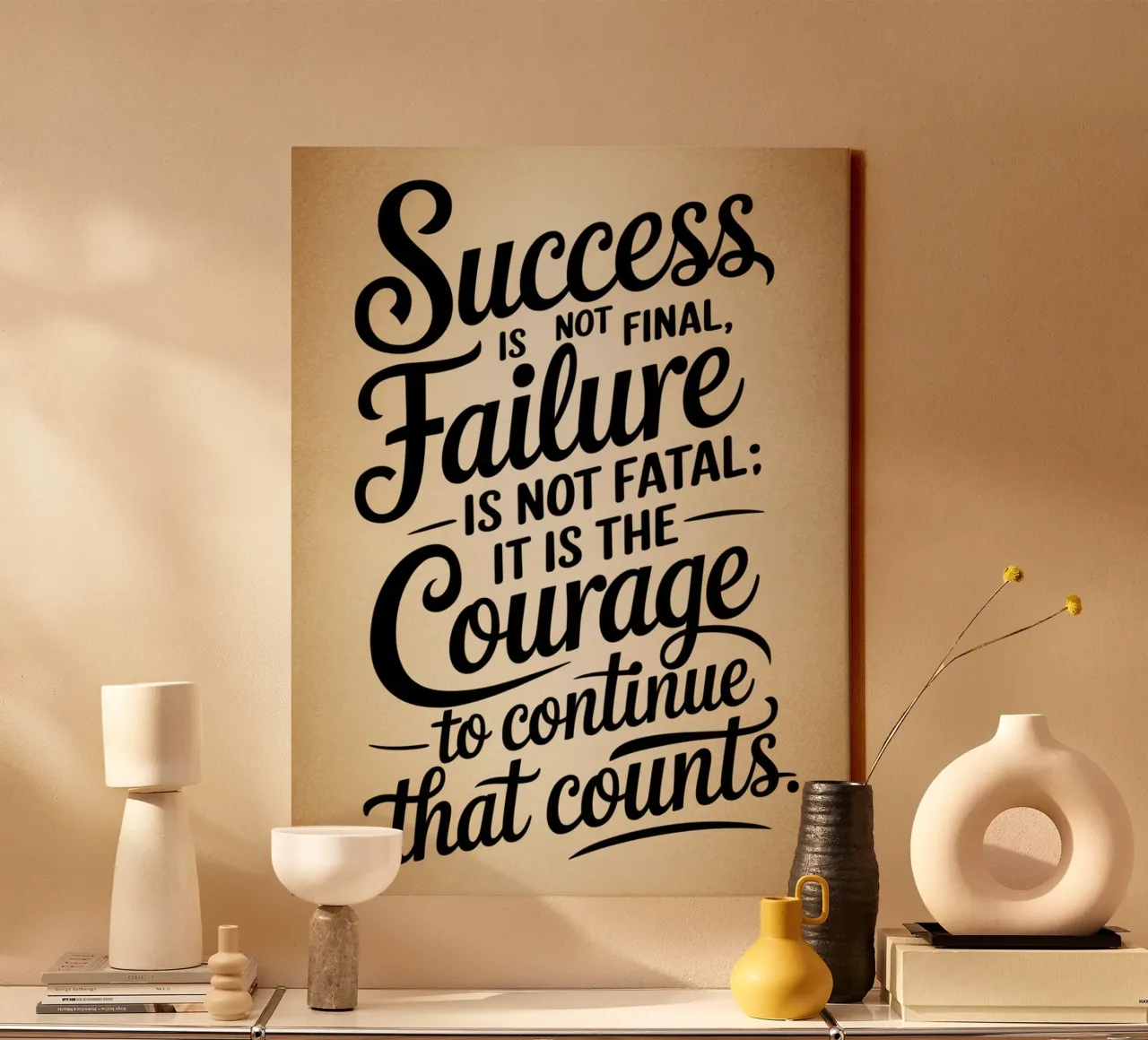 Success is not final, failure is not fatal: it is the courag canvas by logic
