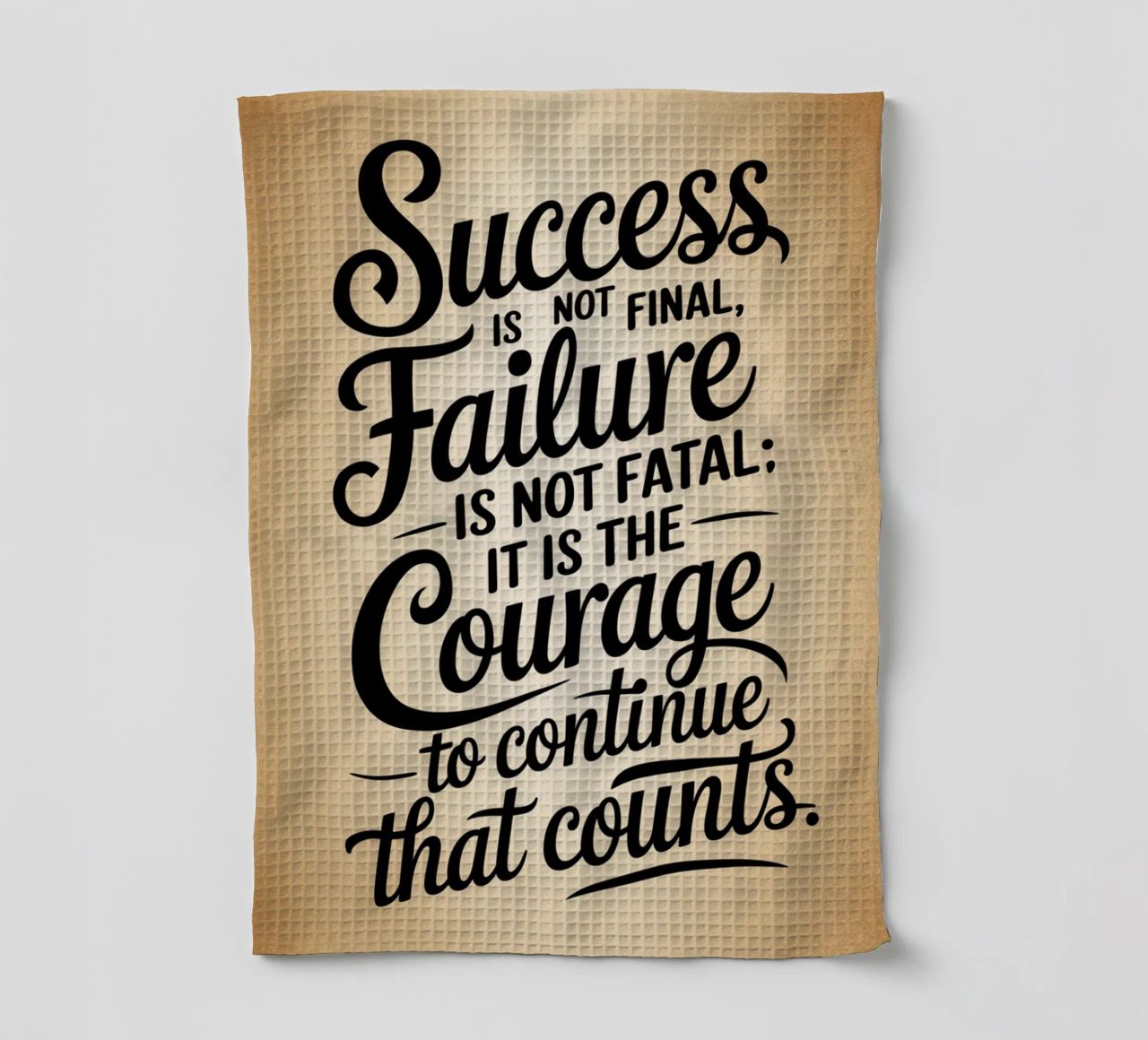 Success is not final, failure is not fatal: it is the courag tea towel by logic
