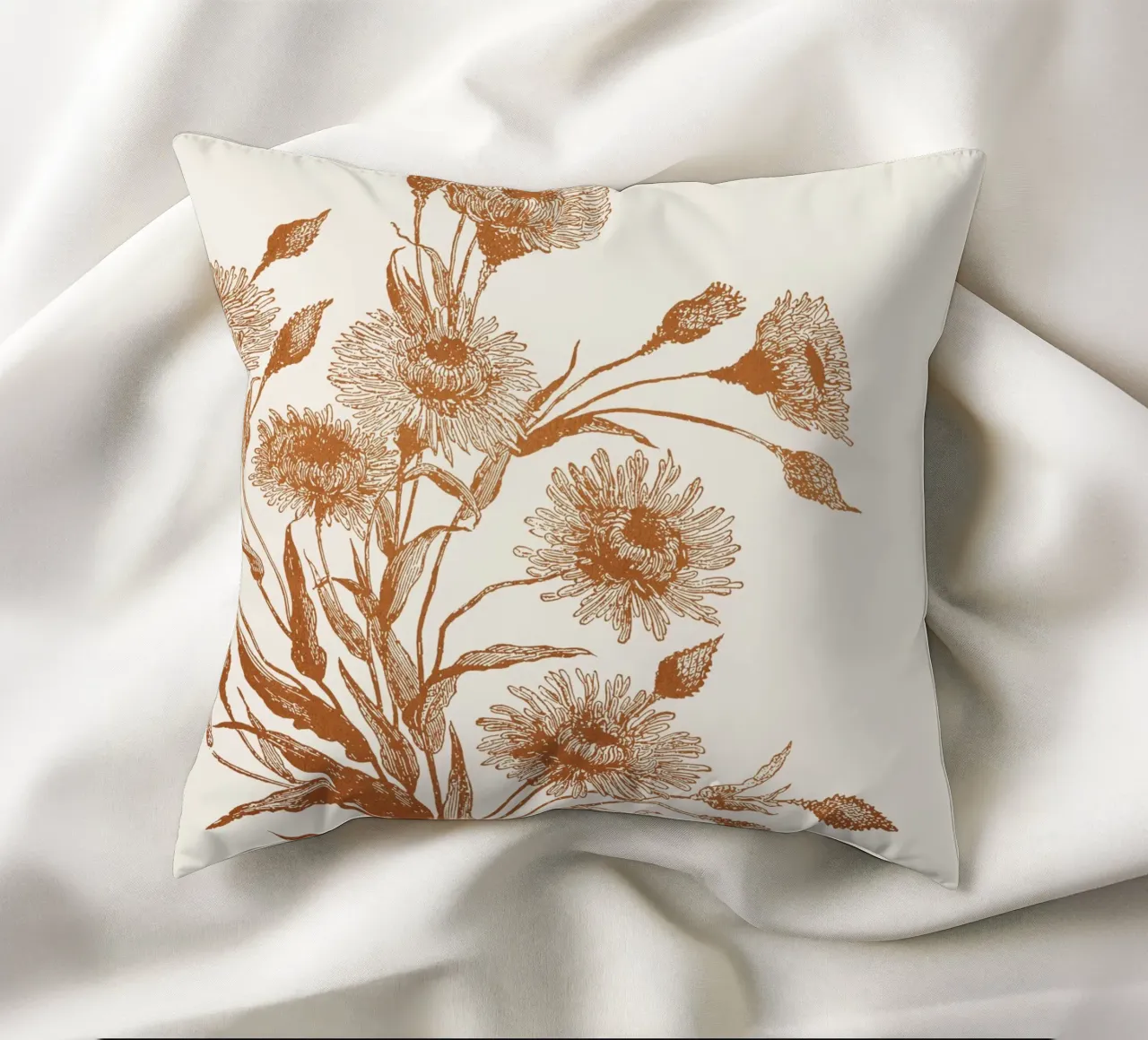 Aster flower sketch cuscino da apoloprints
