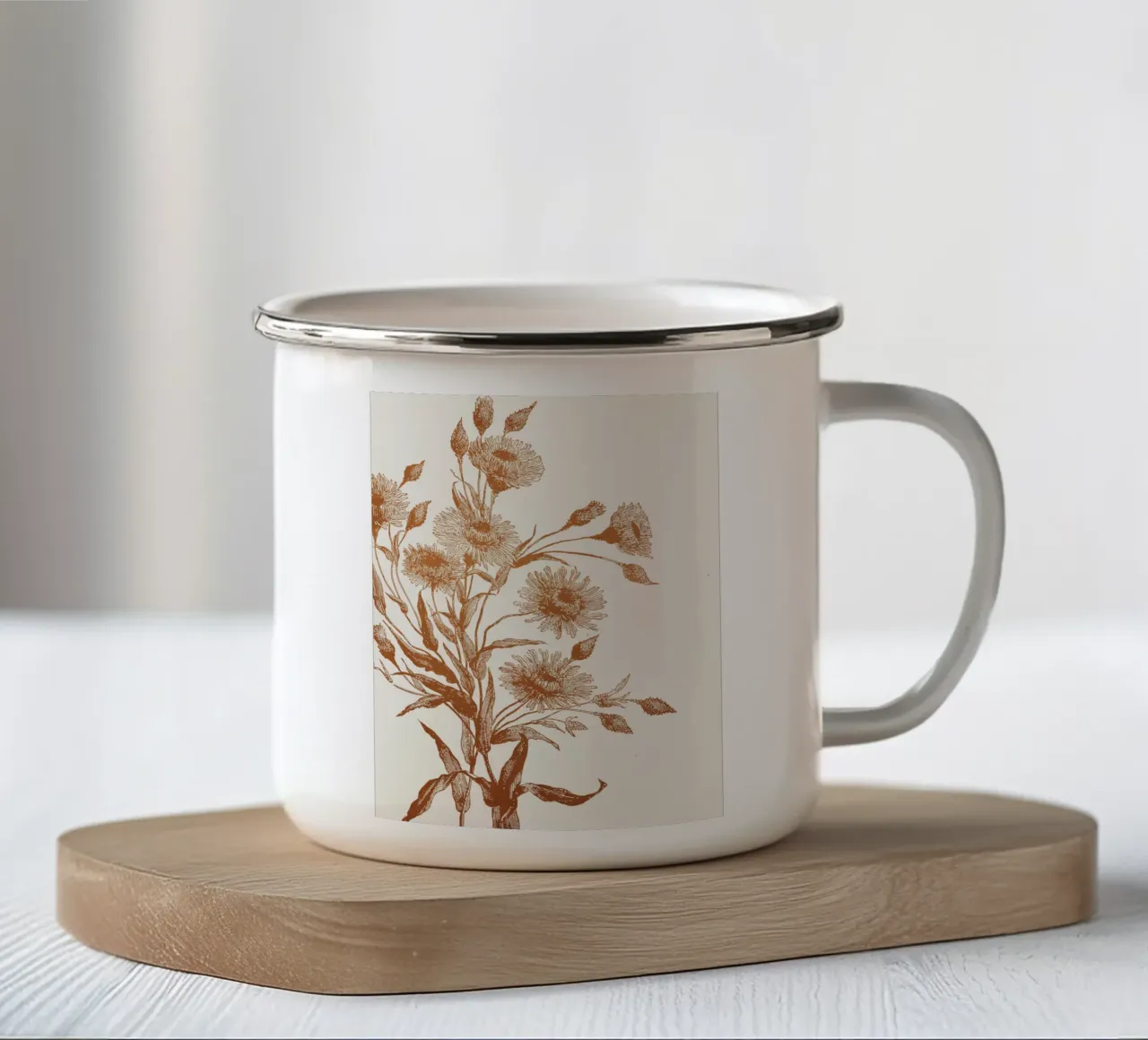 Aster flower sketch tazza in smalto da apoloprints
