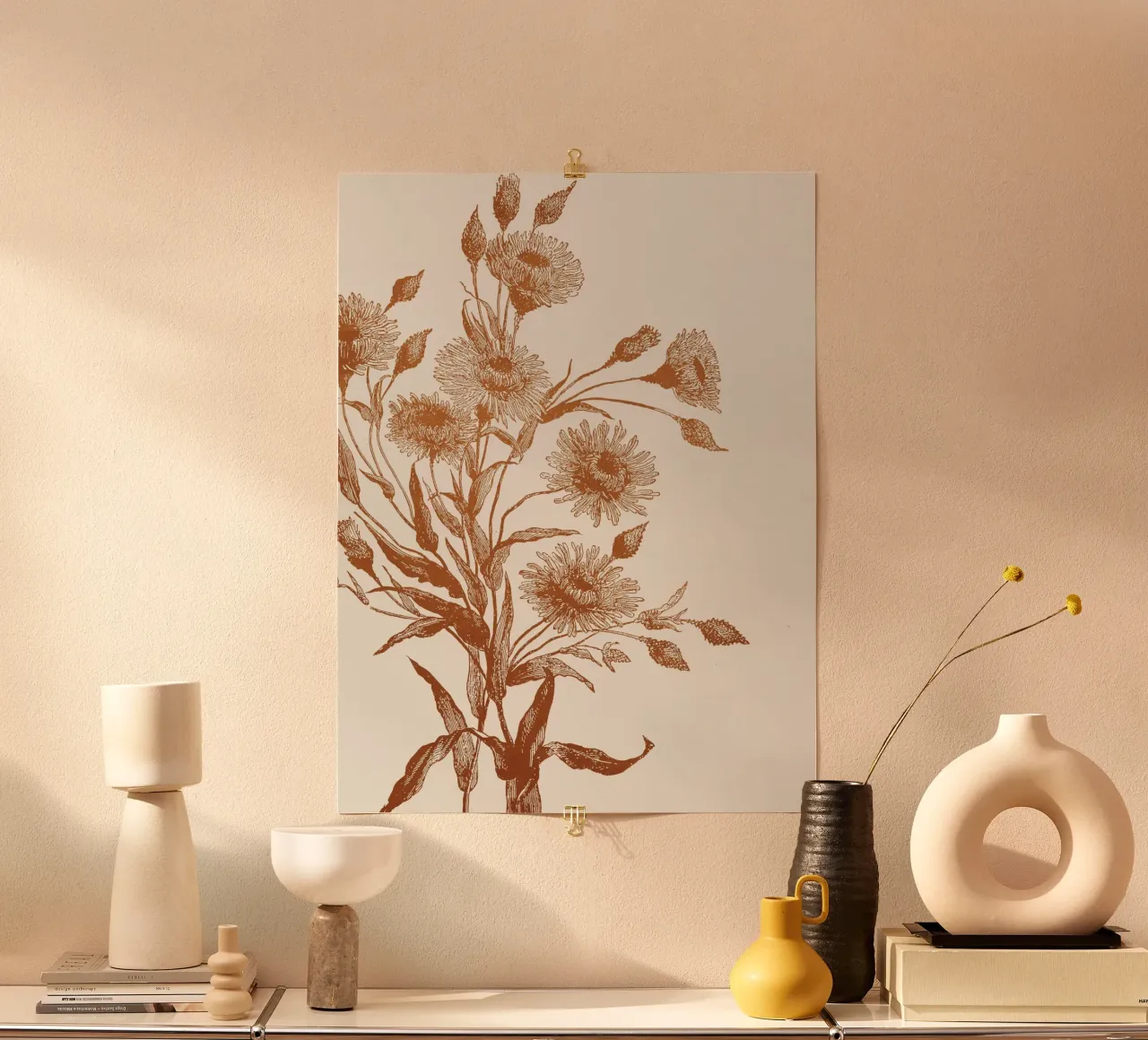 Aster flower sketch poster da apoloprints