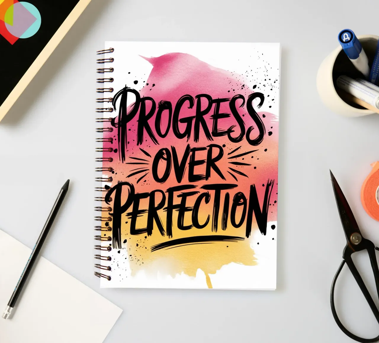 PROGRESS OVER PERFECTION spiral notebook by logic