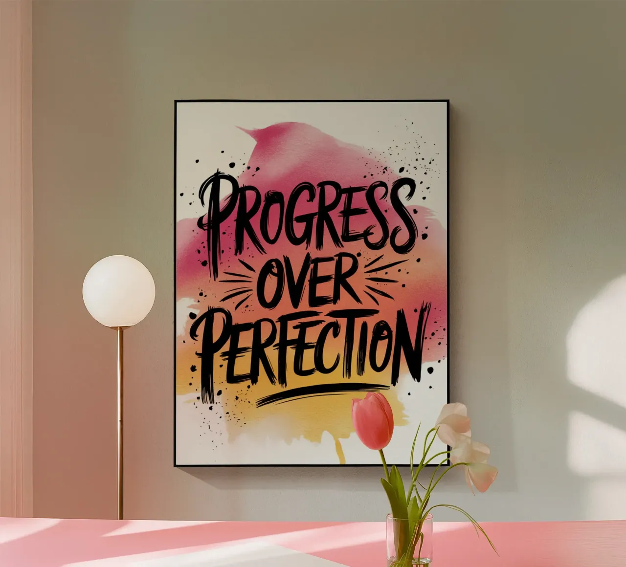 PROGRESS OVER PERFECTION plexiglas de logic