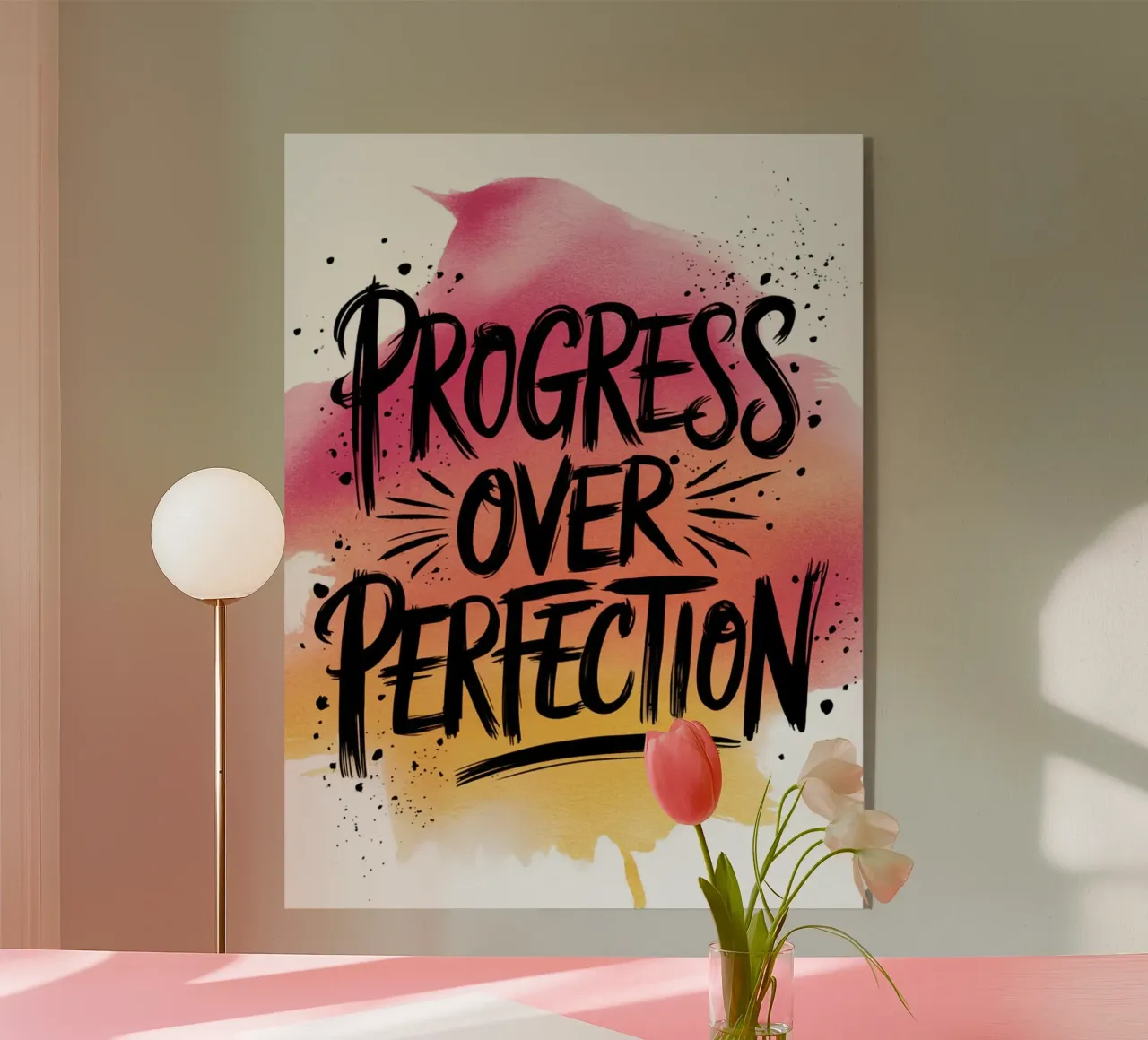 PROGRESS OVER PERFECTION plexiglas de logic