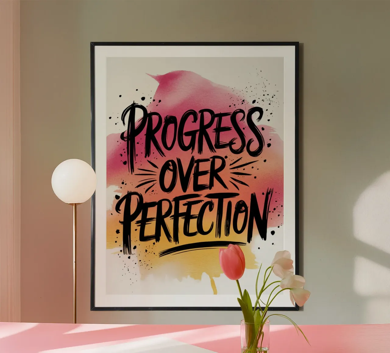 VOORUITGANG BOVEN PERFECTIE poster van logic