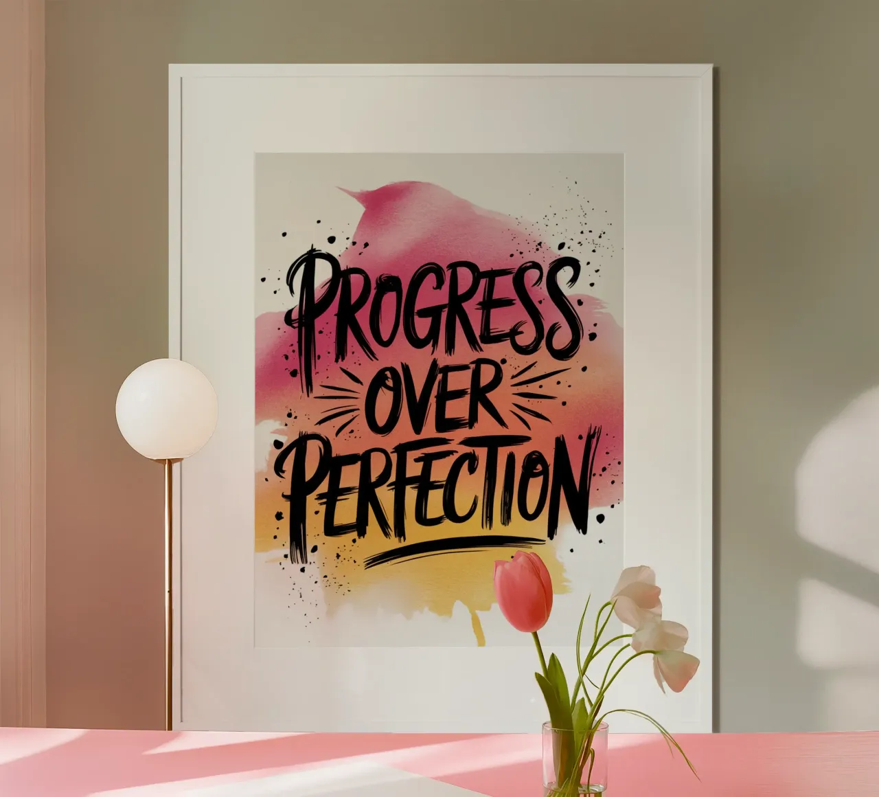 VOORUITGANG BOVEN PERFECTIE poster van logic