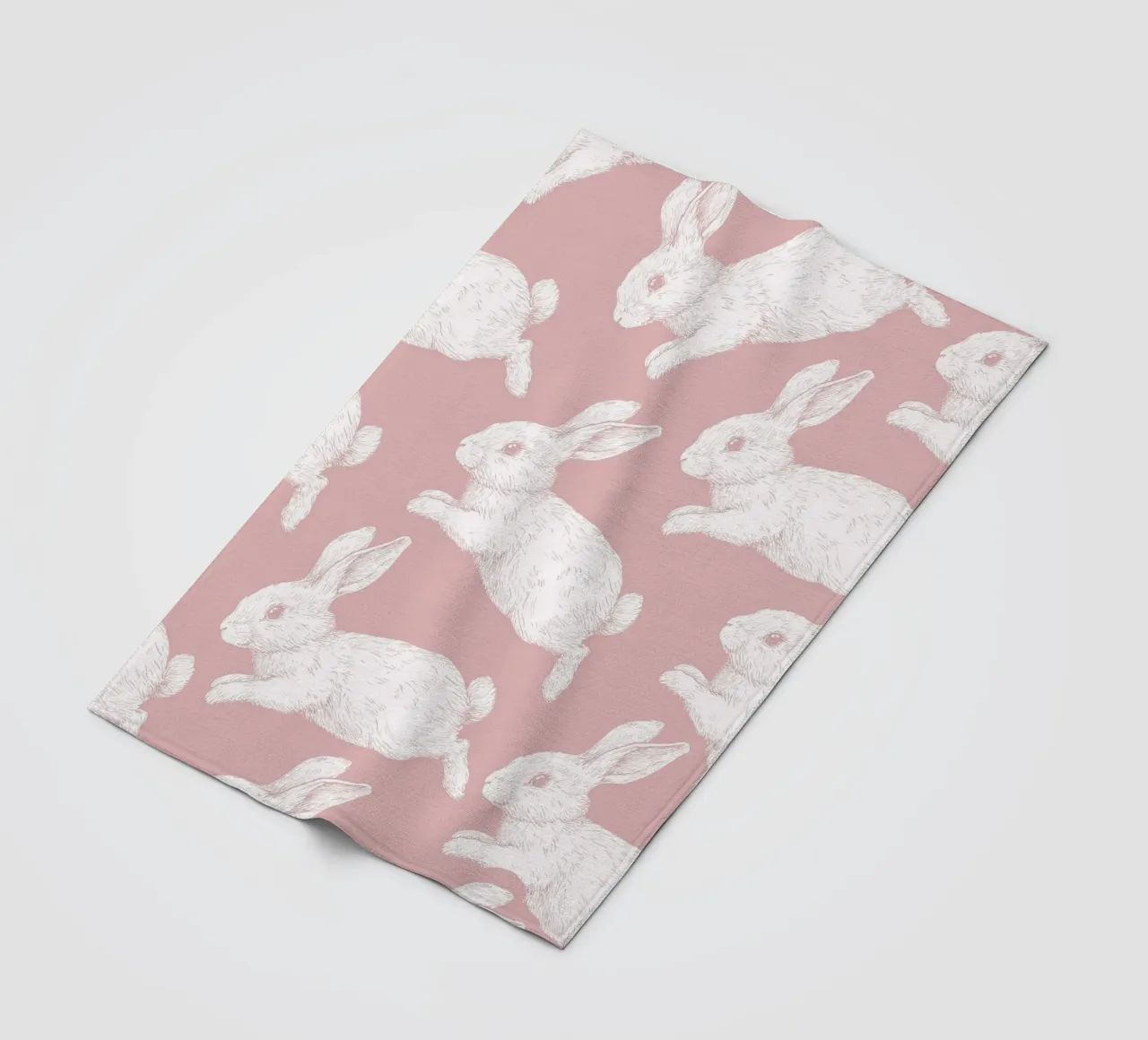 Modello di coniglietto bianco coperta in pile da Jungle Joy Art