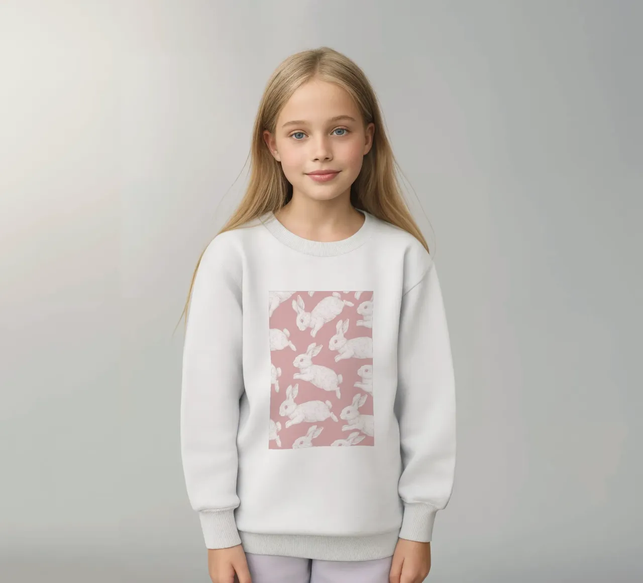 Modello di coniglietto bianco felpa bambino da Jungle Joy Art