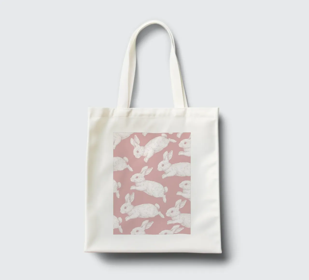 Modello di coniglietto bianco borsa in juta da Jungle Joy Art