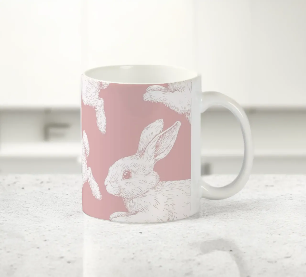Modello di coniglietto bianco tazza in ceramica da Jungle Joy Art