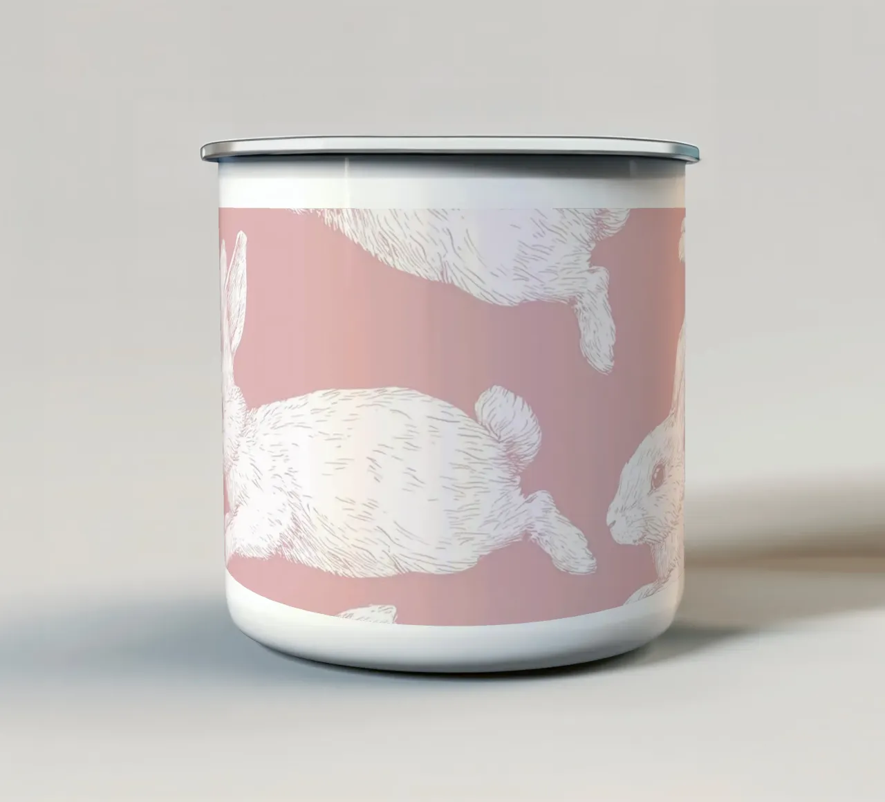 Modello di coniglietto bianco tazza in smalto da Jungle Joy Art