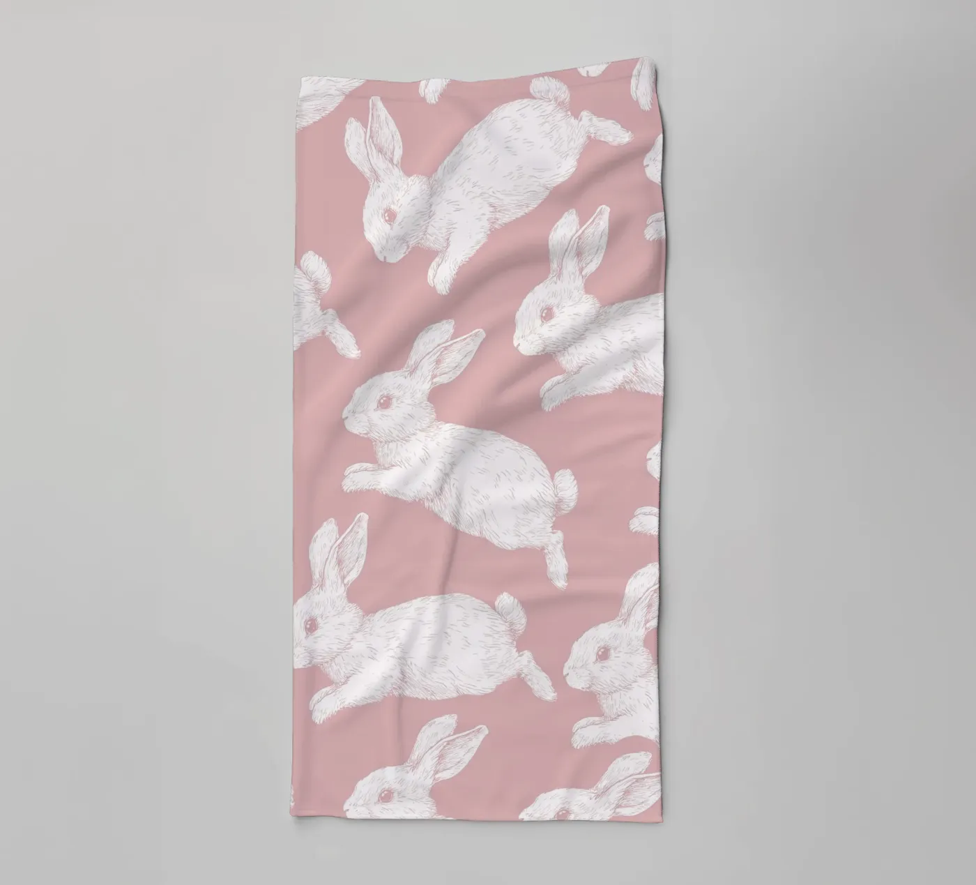 White Bunny Pattern towel by Jungle Joy Art