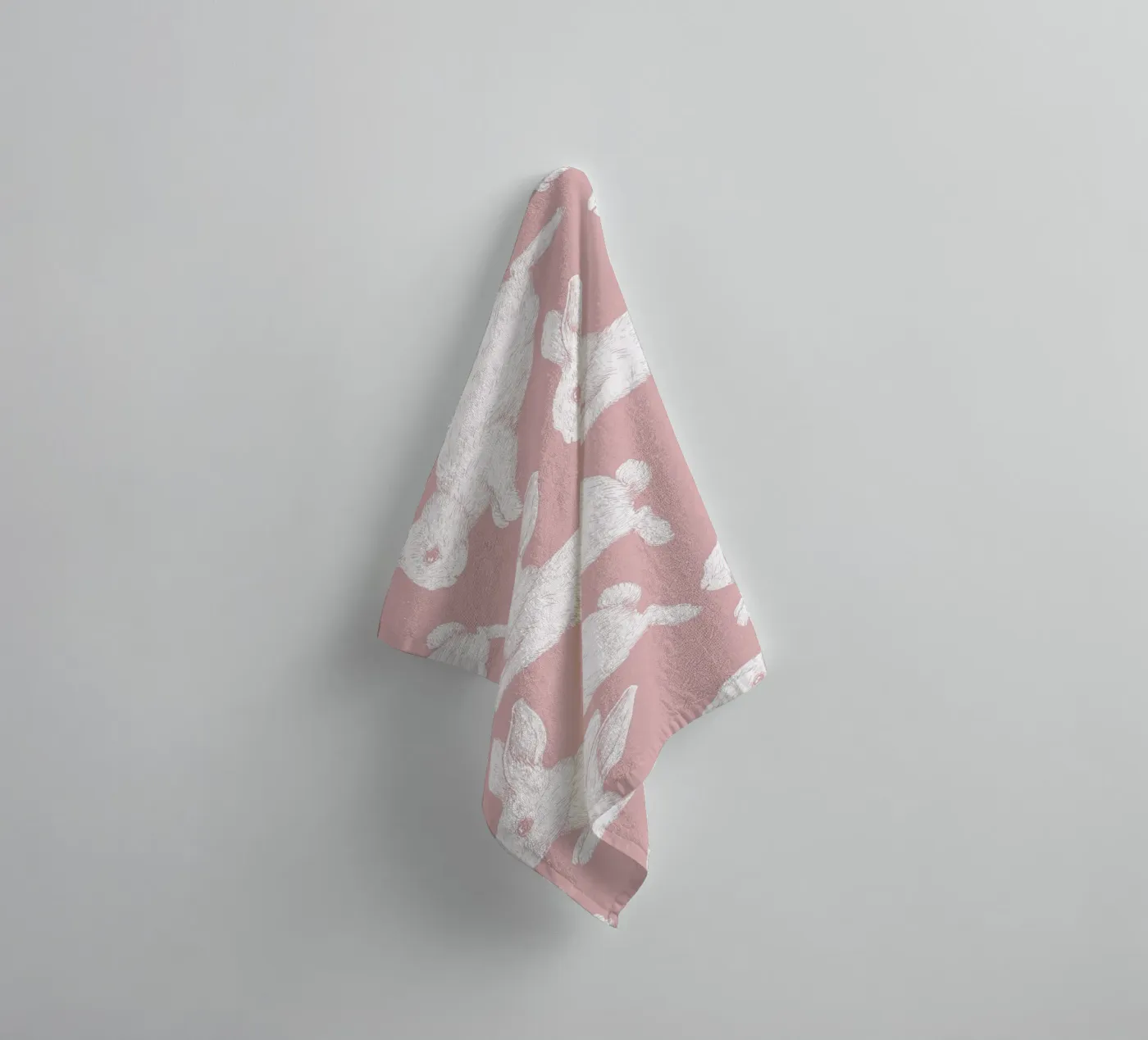 White Bunny Pattern towel by Jungle Joy Art