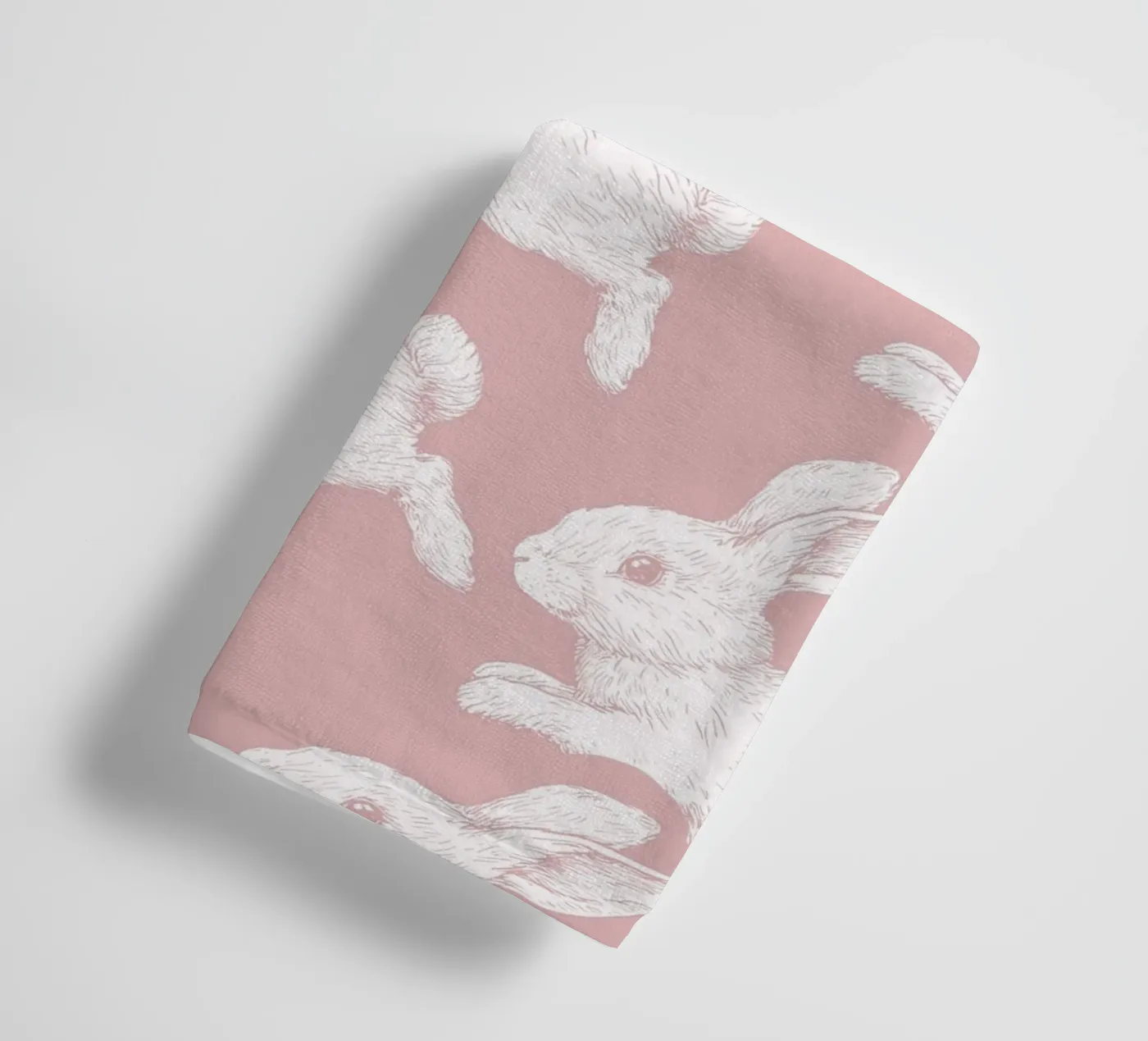 White Bunny Pattern towel by Jungle Joy Art