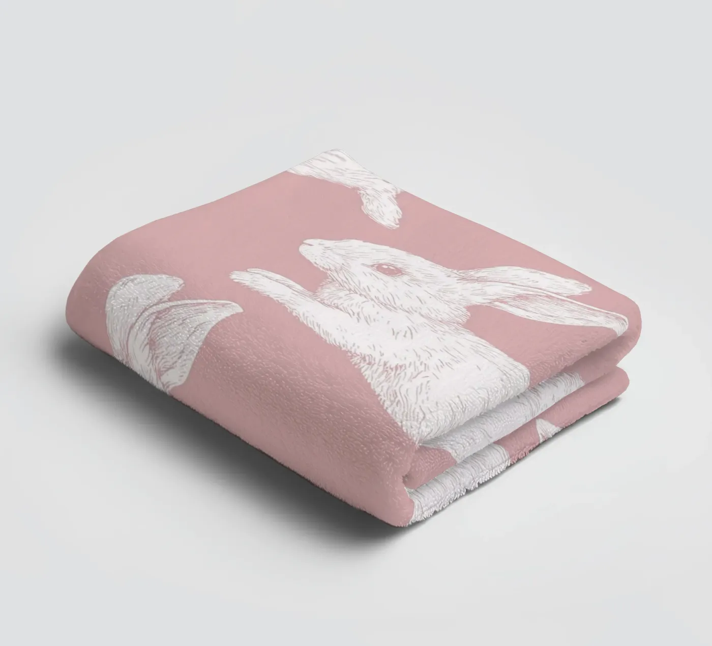 White Bunny Pattern towel by Jungle Joy Art