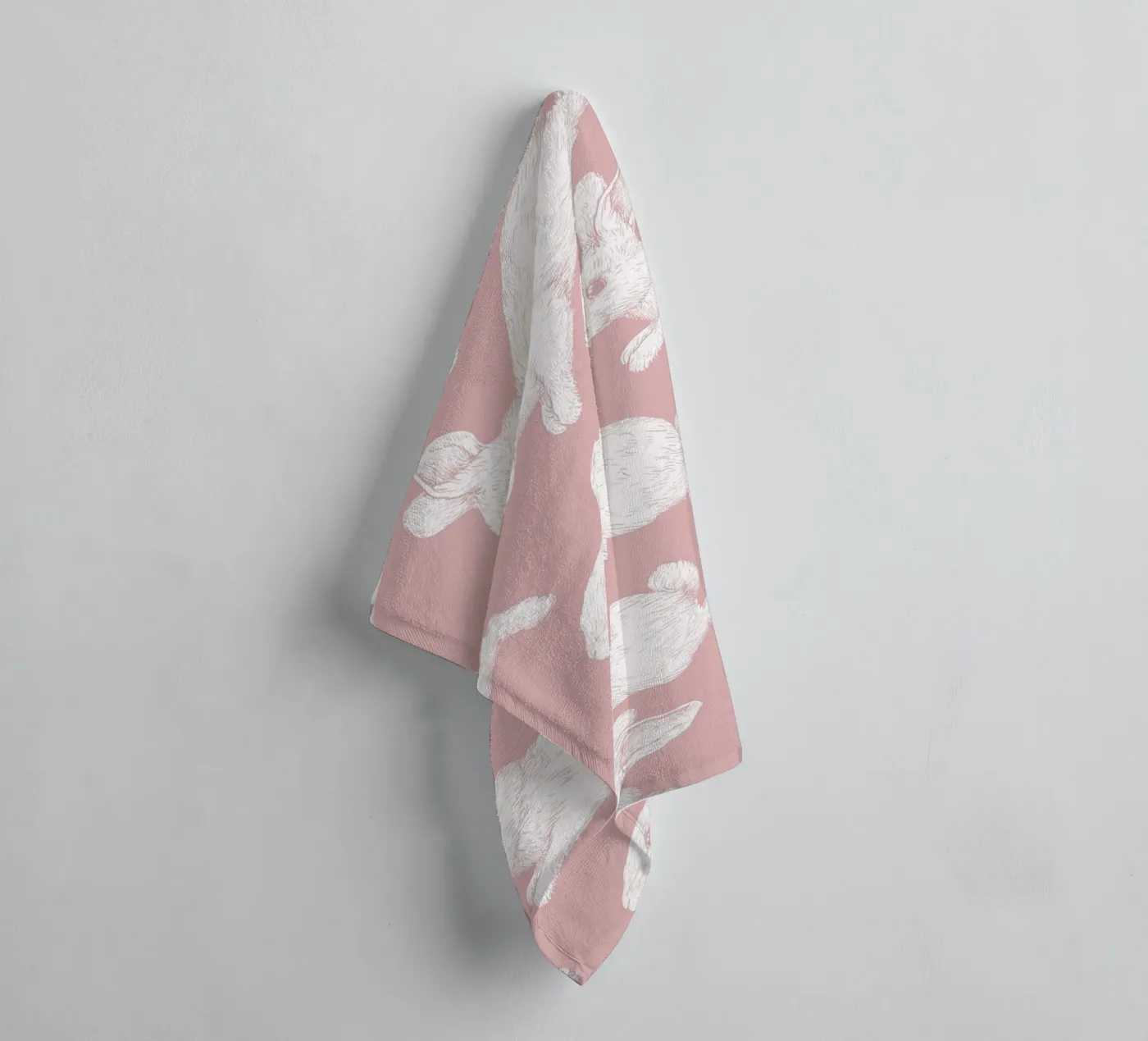 White Bunny Pattern towel by Jungle Joy Art
