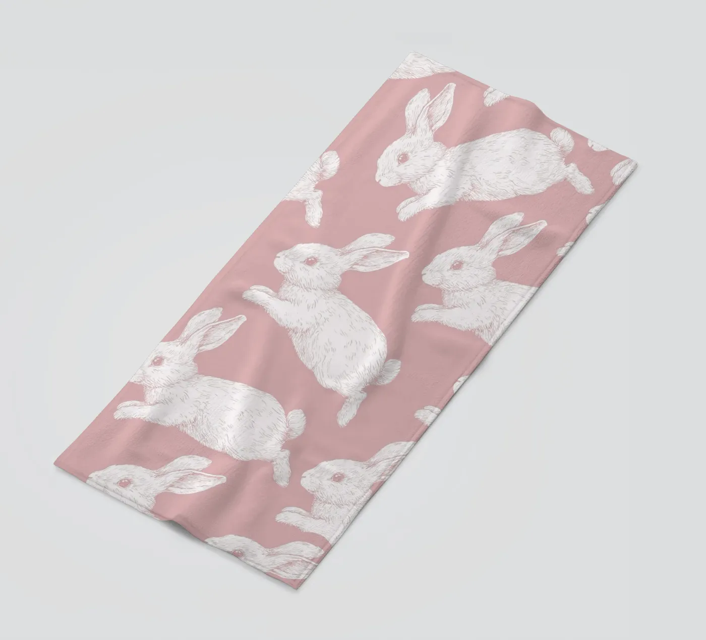 Wit konijnenpatroon strandhanddoek van Jungle Joy Art
