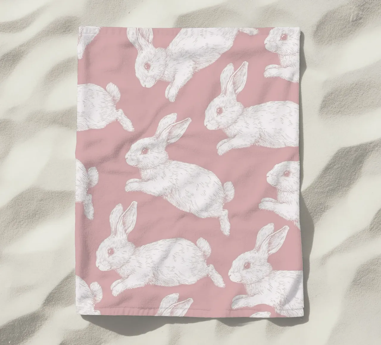 Modello di coniglietto bianco telo mare da Jungle Joy Art