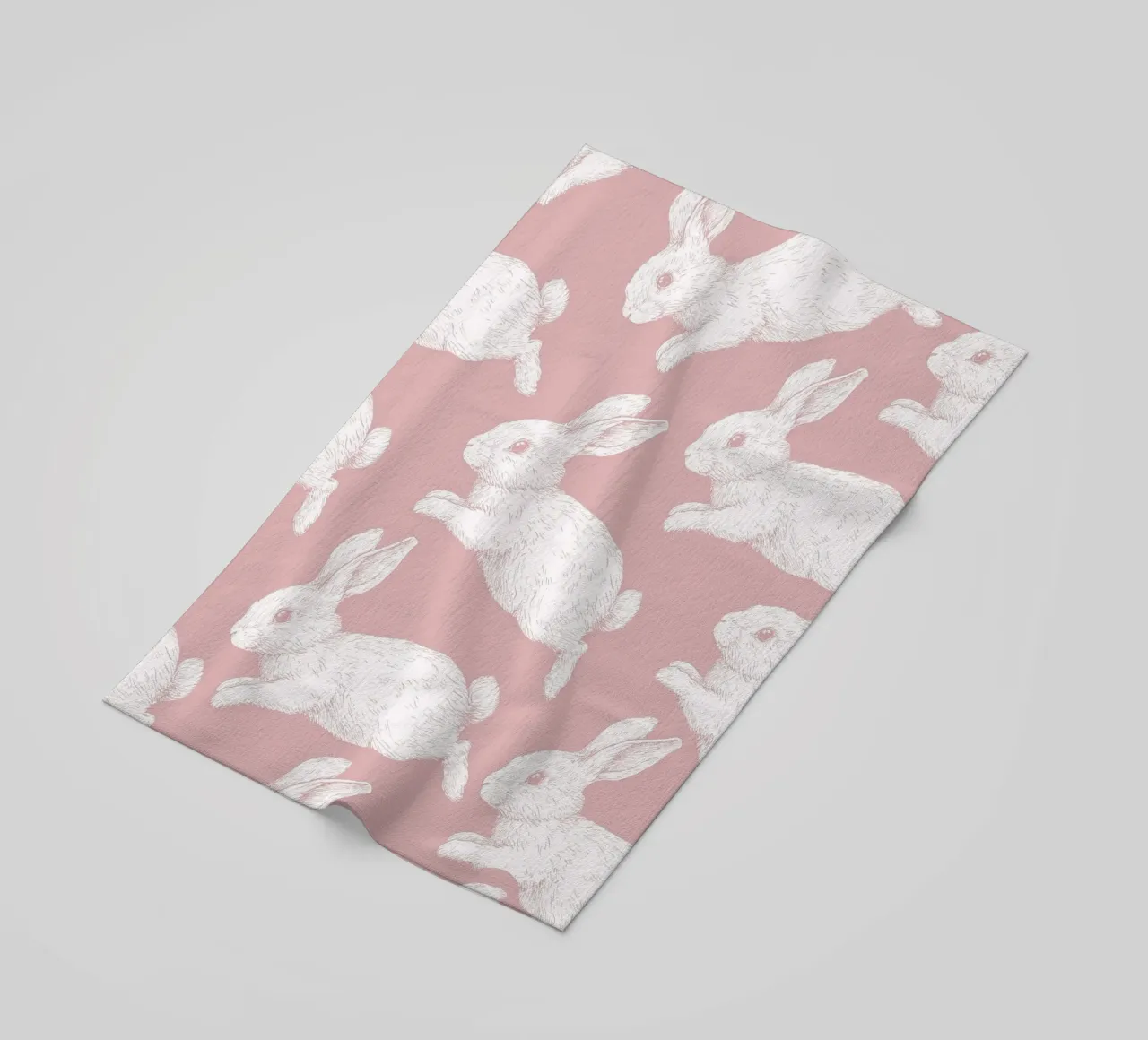 Modello di coniglietto bianco telo mare da Jungle Joy Art