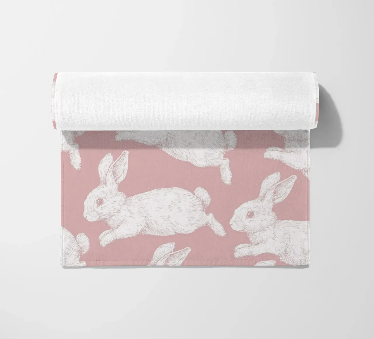 Modello di coniglietto bianco telo mare da Jungle Joy Art