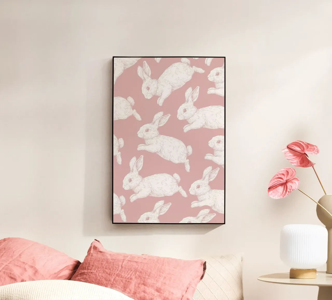 White Bunny Pattern Acryl-Glas von Jungle Joy Art