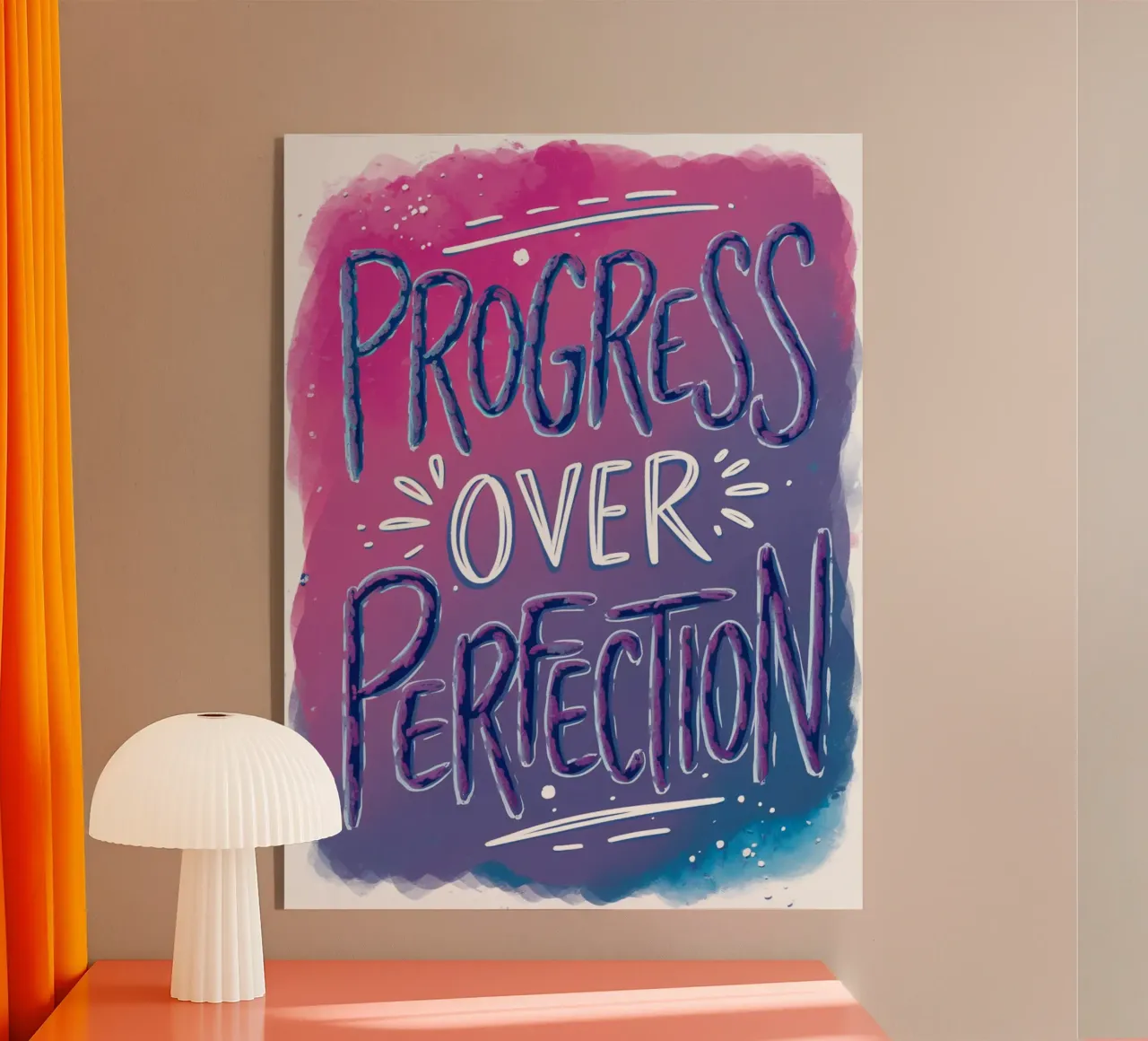 PROGRESS OVER PERFECTION acryl van logic