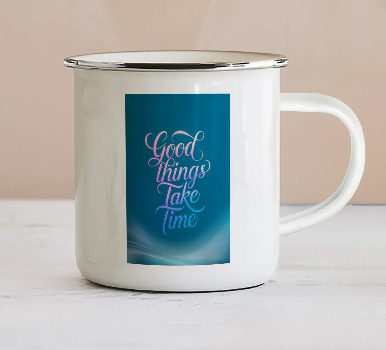 Le cose belle richiedono tempo tazza in smalto da logic
