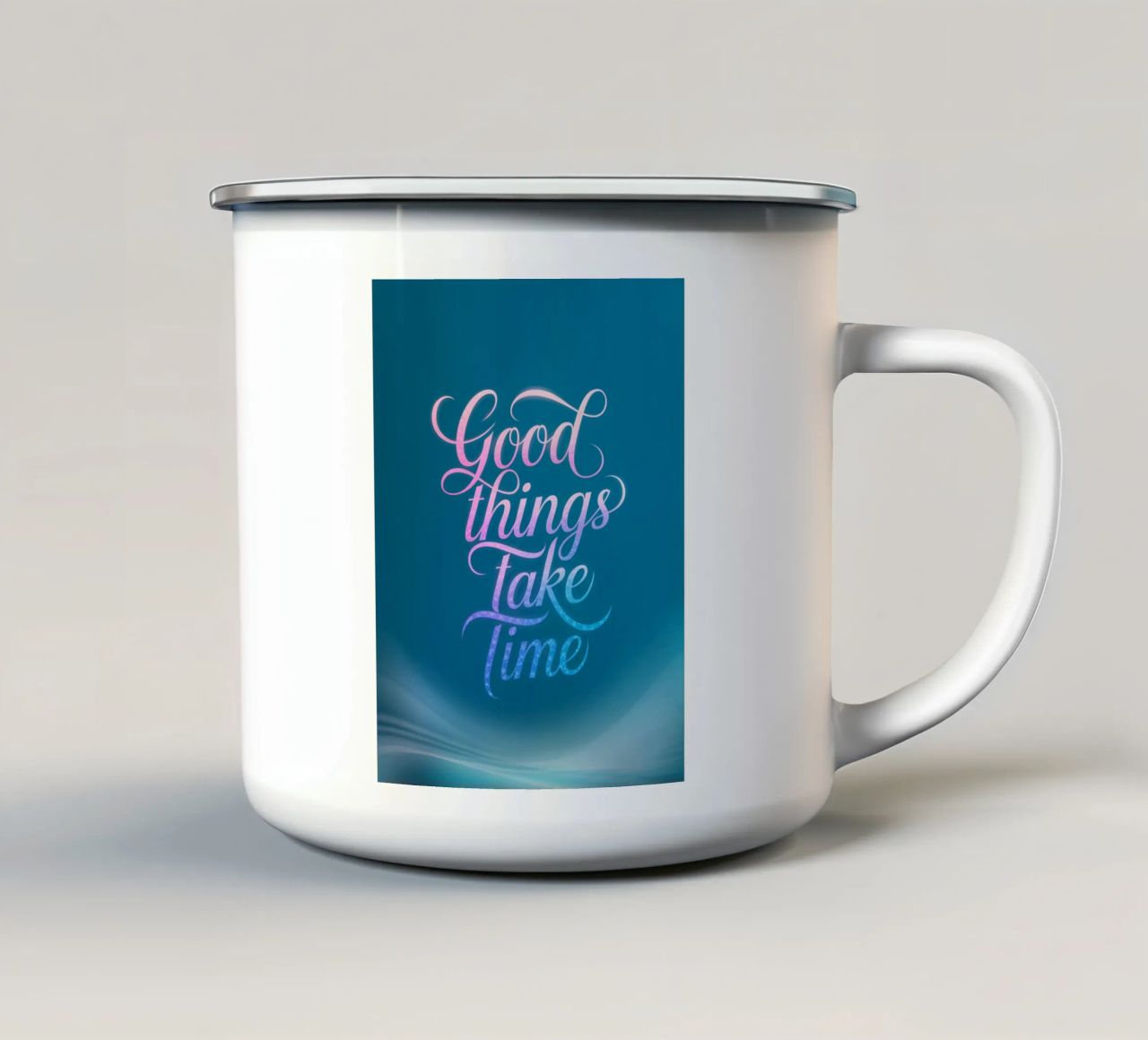Le cose belle richiedono tempo tazza in smalto da logic