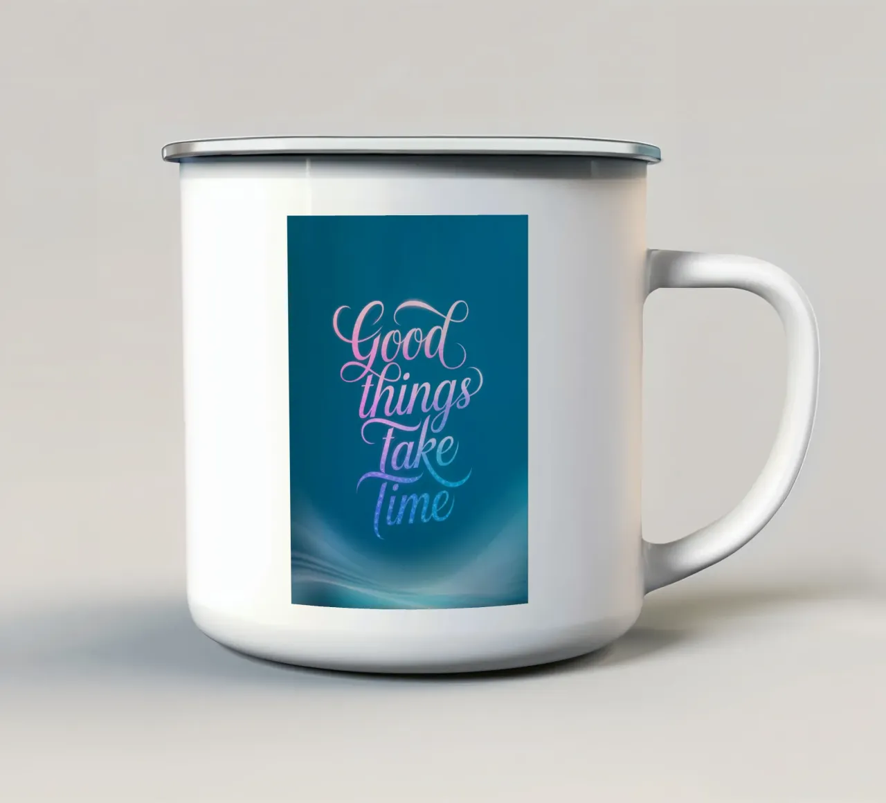 Le cose belle richiedono tempo tazza in smalto da logic