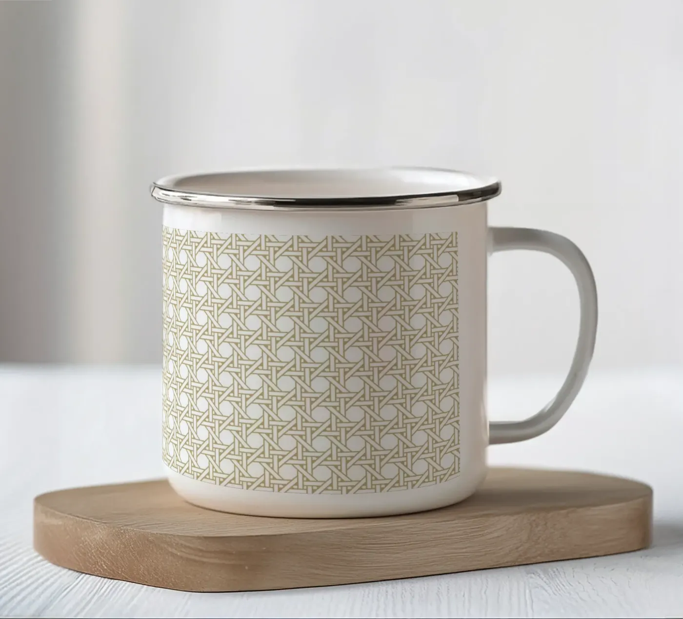 Rattan pattern enamel mug by Apolo Prints
