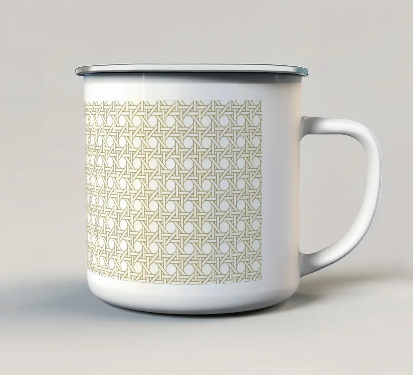 Rattan pattern enamel mug by Apolo Prints